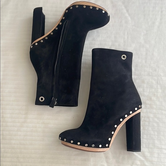 PROENZA SCHOULER Studded Suede Boots Wooden Soles Black 36.5 - Picture 1 of 10